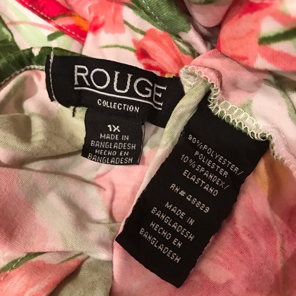 Rouge Pink Hibiscus Tank Dress Size 1X Summer Dress Mid Length - Picture 10 of 12